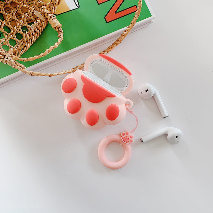 Cute Cartoon Cat Paw Bluetooth Earphone Case