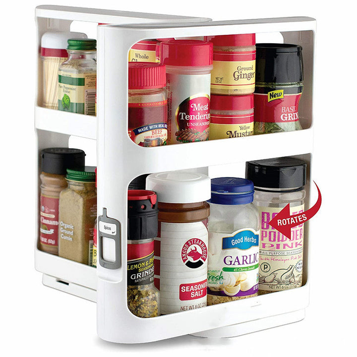 Kitchen Double-Tier Rotating Spice Rack