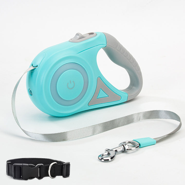 Retractable Dog Leash with Spotlight and Collar