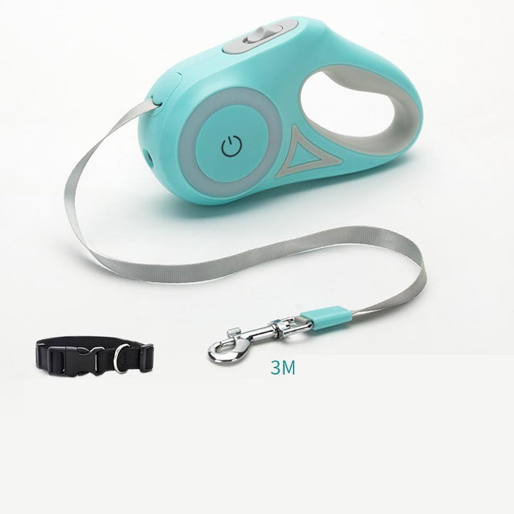 Retractable Dog Leash with Spotlight and Collar