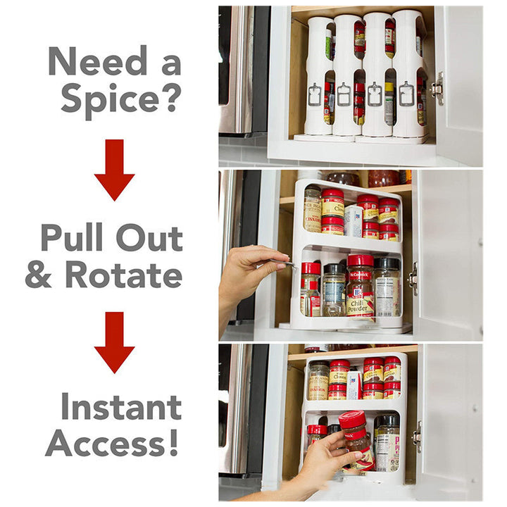 Kitchen Double-Tier Rotating Spice Rack