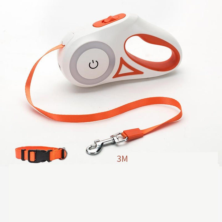 Retractable Dog Leash with Spotlight and Collar