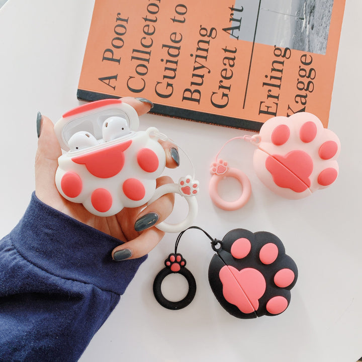 Cute Cartoon Cat Paw Bluetooth Earphone Case