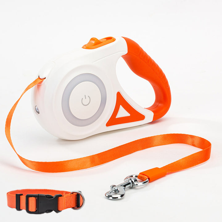 Retractable Dog Leash with Spotlight and Collar